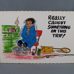 Vintage Postcard - Caught Something Bad This Trip Cartoon - Continental Card